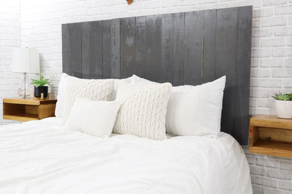 Handcrafted Headboard, Hanger Style, Gray, Queen
