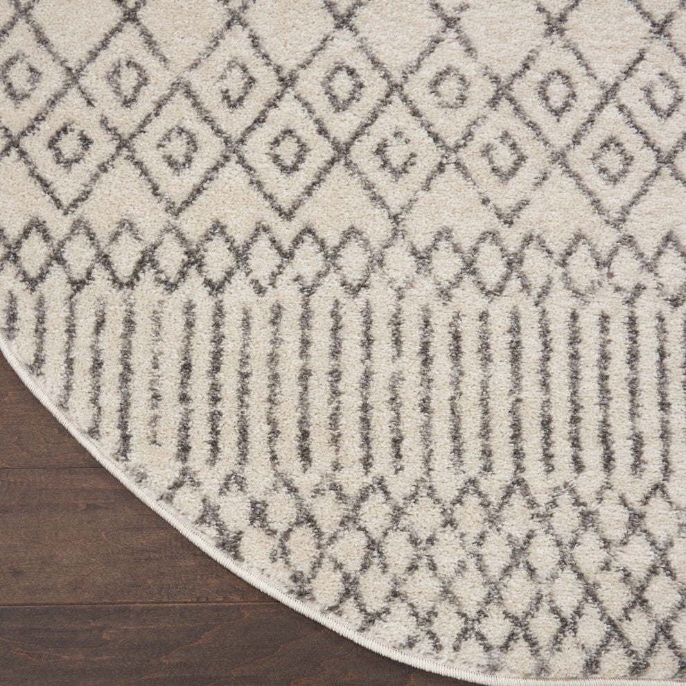 Nourison Passion 4' x Round Ivory/Grey Bohemian Indoor Area Rug