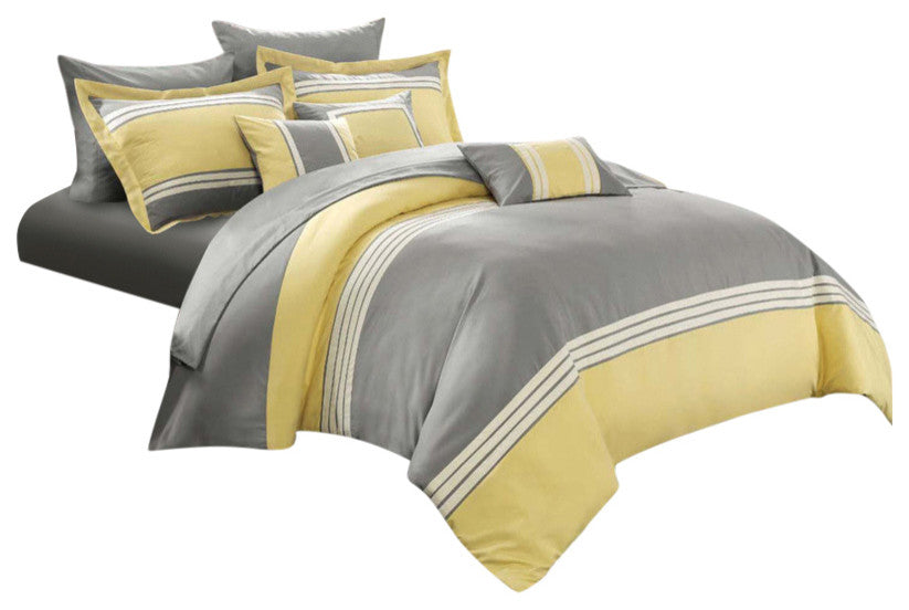 Karsa Falcon Hotel Collection 10-Piece Comforter Bed In A Bag Queen Yellow