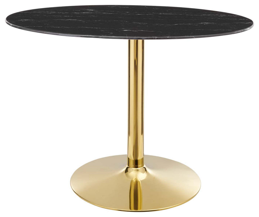 Verne 42" Artificial Marble Dining Table Gold Black