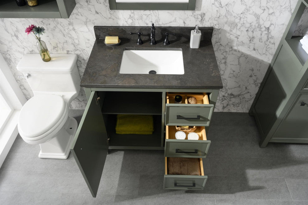 36" Single Sink Vanity Cabinet, Pewter Green