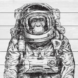 "Space Monkey" Painting Print on White Wood, 24x24