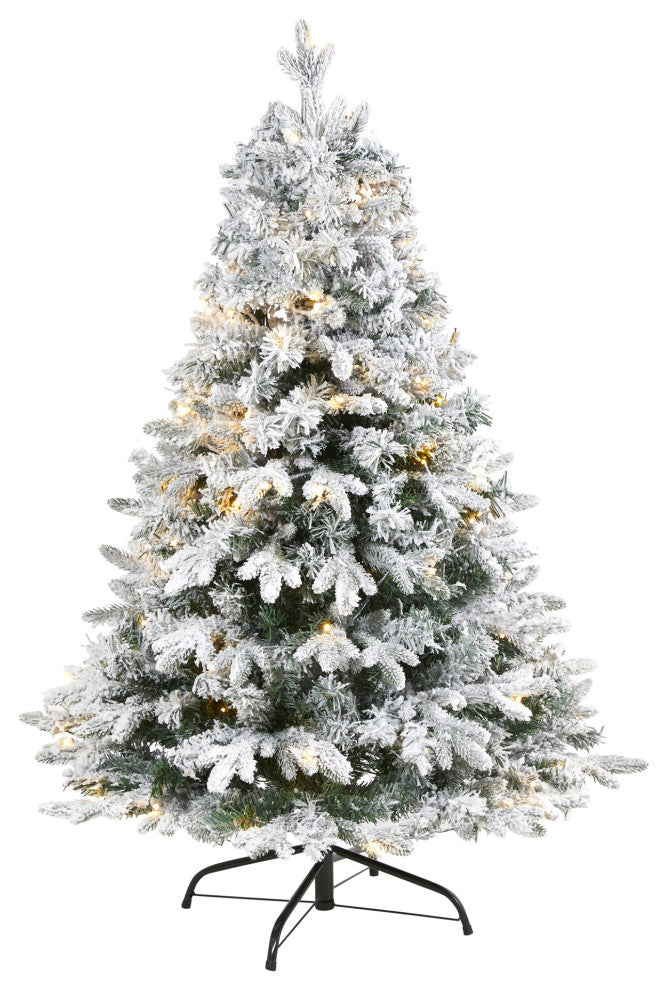 4' Flocked Vermont Mixed Pine Faux Christmas Tree With 100 Clear LED Lights