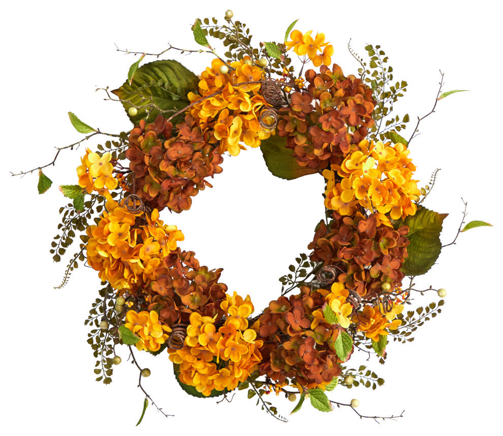 24" Fall Hydrangea Artificial Autumn Wreath