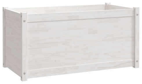 vidaXL Planter Decorative Outdoor Plant Pot Flower Box White Solid Wood Pine