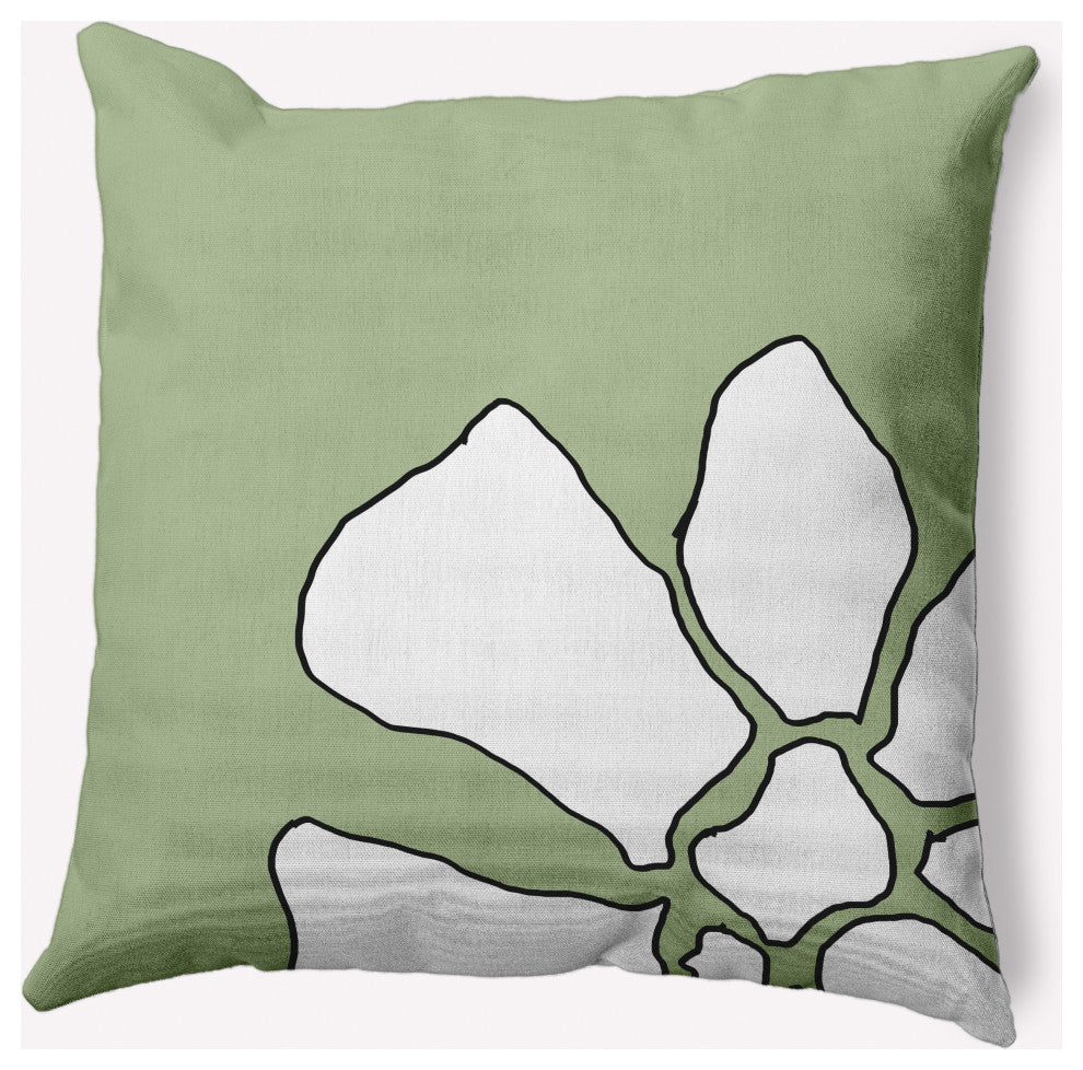Petal Lines Decorative Throw Pillow, Green, 20x20"