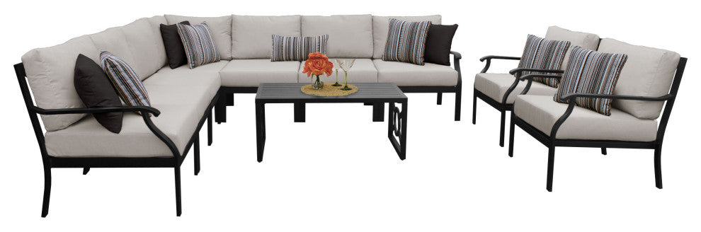 kathy ireland Madison Ave. 10 Piece Aluminum Patio Furniture Set 10a, Almond