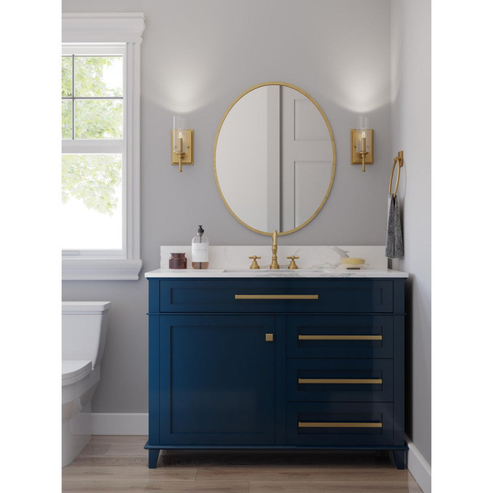 Elara Collection 4-3/4, 1-Light Vintage Brass Clear Glass Bath Vanity Light