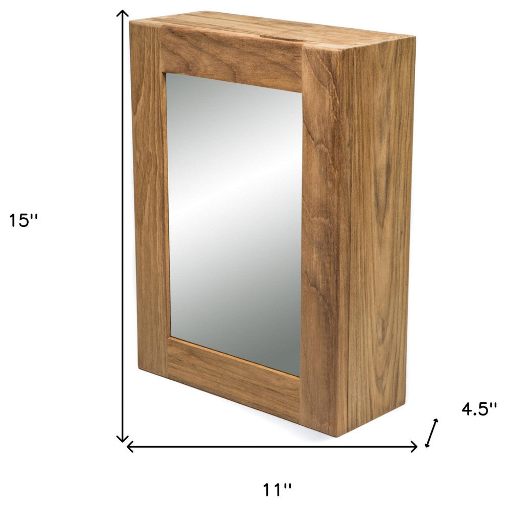 Traditional Solid Teak Hanging Mirrored Medicine Cabinet