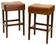 GDF Studio Duff Backless Leather Counter Stools, Set of 2, Hazelnut