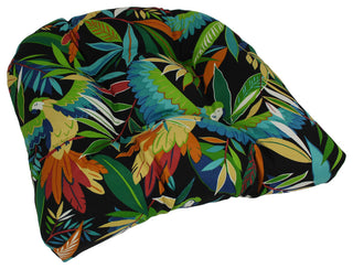 19" U-Shaped Outdoor Spun Polyester Tufted Dining Chair Cushion, Tucuman Ebony