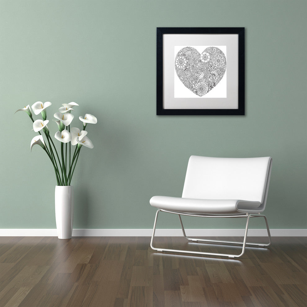 Hello Angel ''Love Heart'' Art, Black Frame, White Mat, 16x16