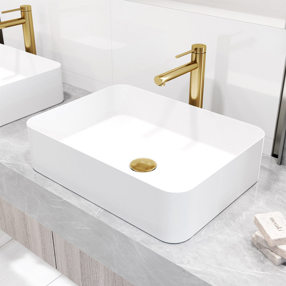 VIGO Jewel 11" H Single Handle Single Hole Bathroom Vessel Faucet, Matte Brushed Gold