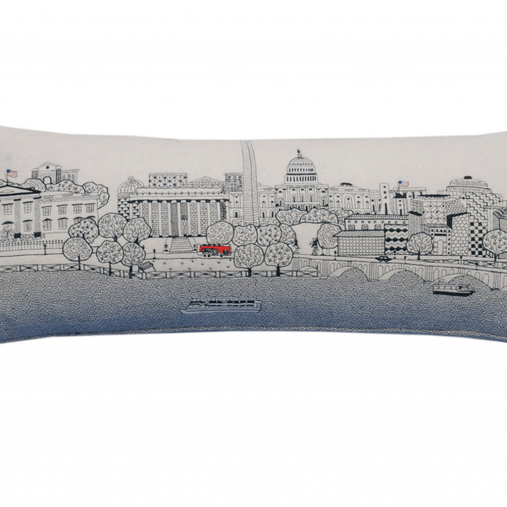 35" White Washington DC Daylight Skyline Lumbar Decorative Pillow