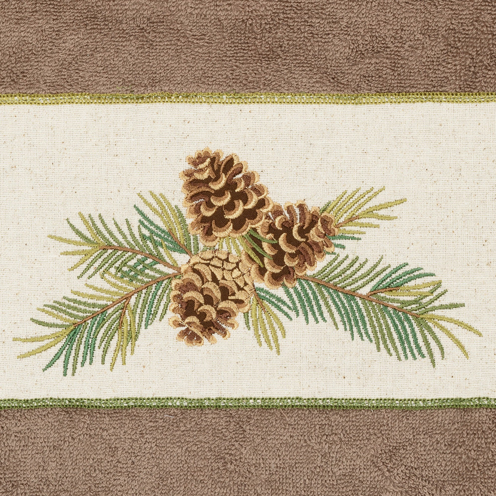 Linum Home Textiles Turkish Cotton Pierre 3-Piece Embellished Towel Set, Latte