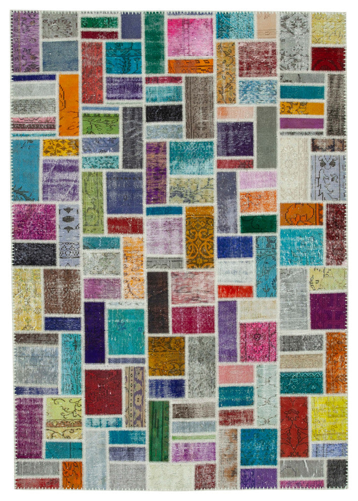 Rug N Carpet - Handwoven Oriental 6' 10" x 9' 9" Decorative Patchwork Area Rug