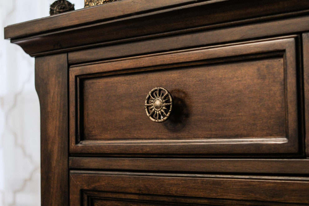 Set of 6 Antique Golden Sun Cast Iron Drawer Pulls Cabinet Knob Home Decor