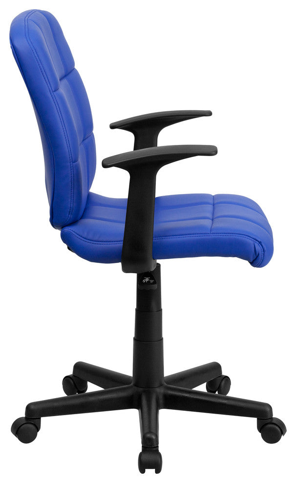Flash Furniture Mid Back Quilted Office Swivel Chair with Arms in Blue