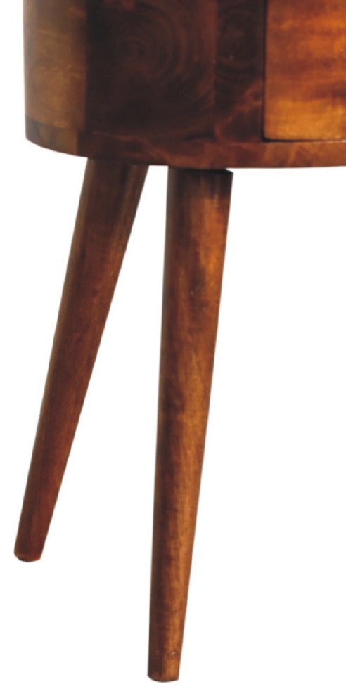 Mini Chestnut Rounded Nightstand Table
