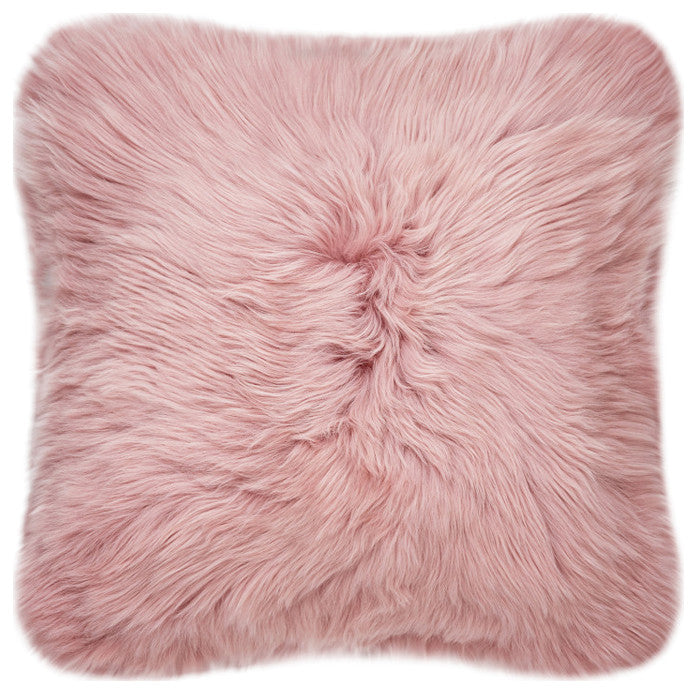 Eclectic Sheepskin 20"x20" Pillow, Rosa