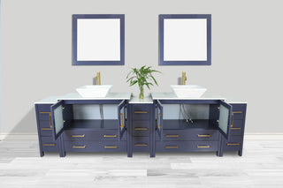 Vanity Art Vanity Set With Vessel Sink, Blue, 108", Standard Mirror