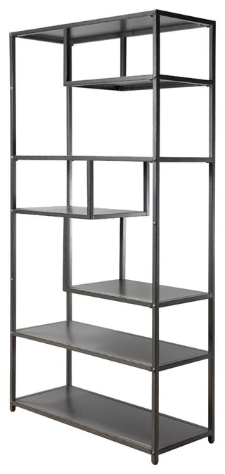Furniture of America Zin Industrial Metal 6-Shelf Bookcase in Powder Coated Gray
