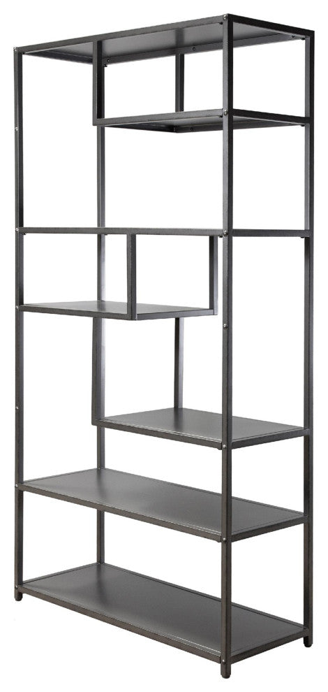 Furniture of America Zin Industrial Metal 6-Shelf Bookcase in Powder Coated Gray