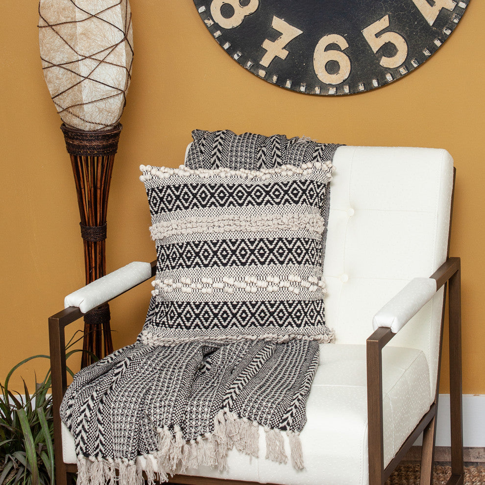Parkland Collection Celice Bohemian Beige Pillow Cover With Poly Insert, 18"