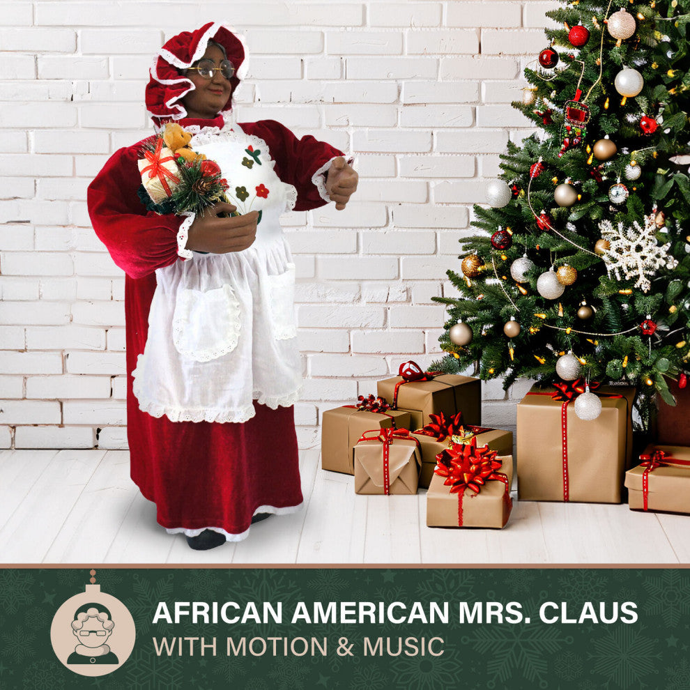 3' Music and Motion African American Mrs. Claus With Apron