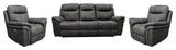 Linus Hudson Grey Power Reclining Sofa and Loveseat