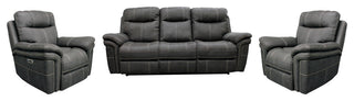 Linus Hudson Grey Power Reclining Sofa and Loveseat