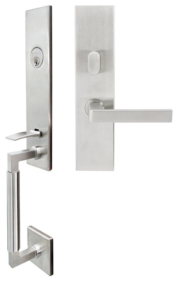 Tokyo Lever, Mortise Entry Handleset, Left Hand Reverse, Satin Stainless Steel