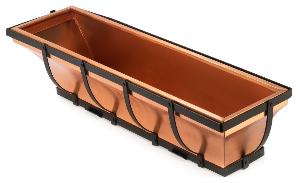 H Potter Copper Window Box Outdoor Decor, 30"