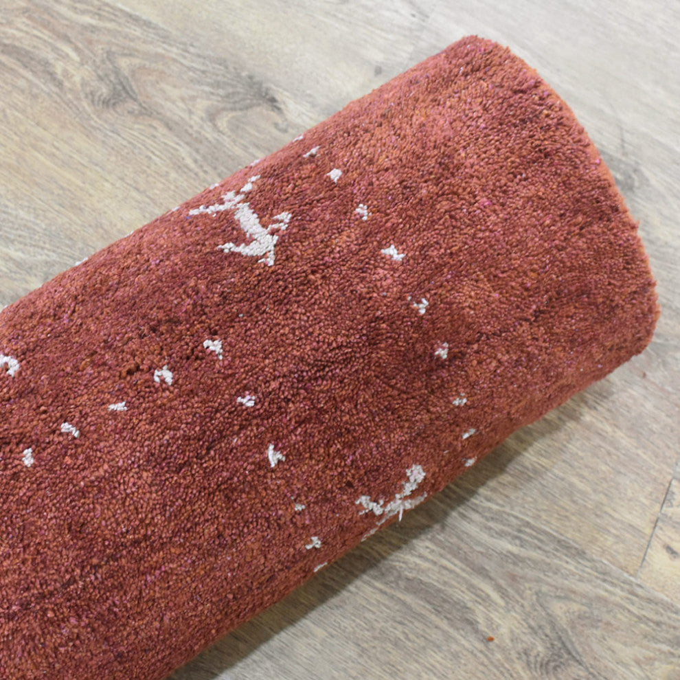 HAND KNOTTED LOOM SILK AREA RUGS-6'x9',Rectangle,Dark Orange,Contemporary