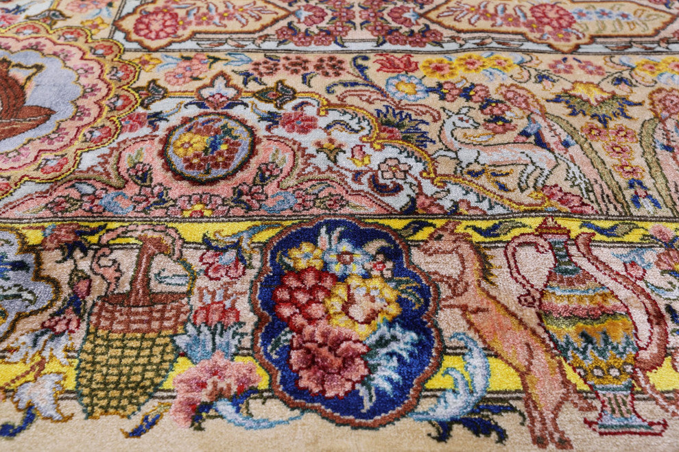 7' 0" X 10' 0'' High End Persian 100% Silk Hand Knotted Rug Q4776