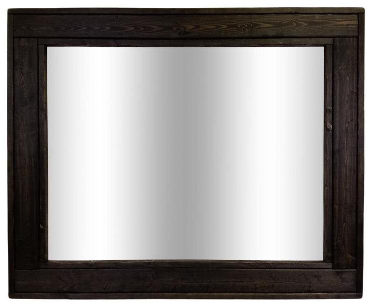 Herringbone Stained Vanity Mirror, Ebony, 30"x24", Horizontal