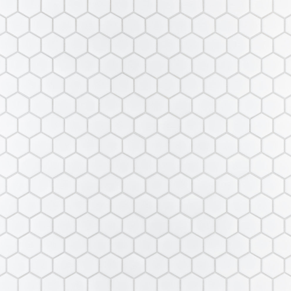 Metro 2" Hex Matte White Porcelain Floor and Wall Tile
