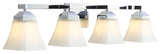 Staunton 1-Light Iron/Glass Modern Cottage LED Vanity Light, Chrome, 4-Light