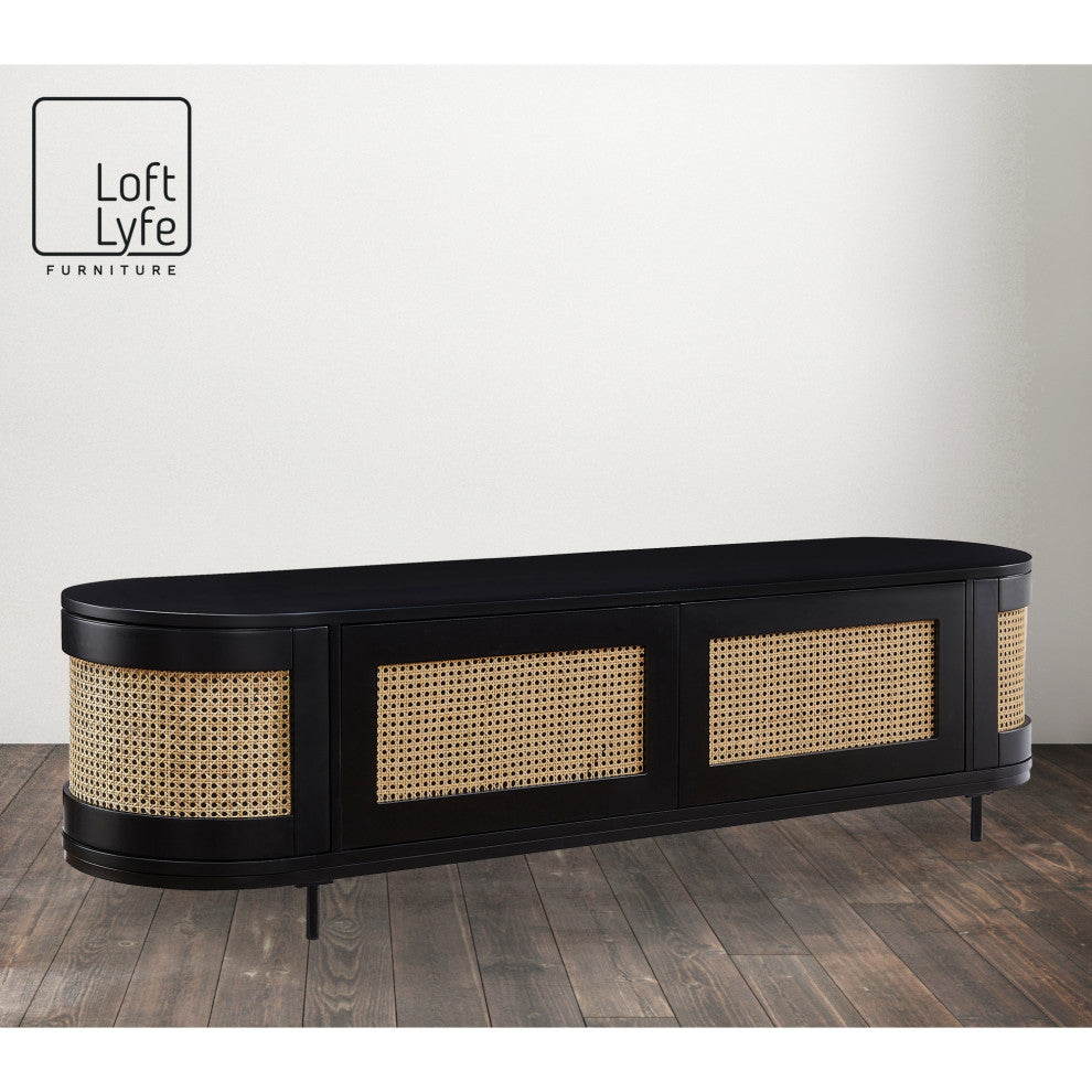 Loft Lyfe Darrius Console, Storage, 2-Door, 70.8Lx17.7Wx18H, Black