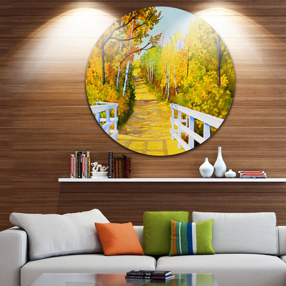 Parkland Trails, Photography Round Metal Wall Art, 11"