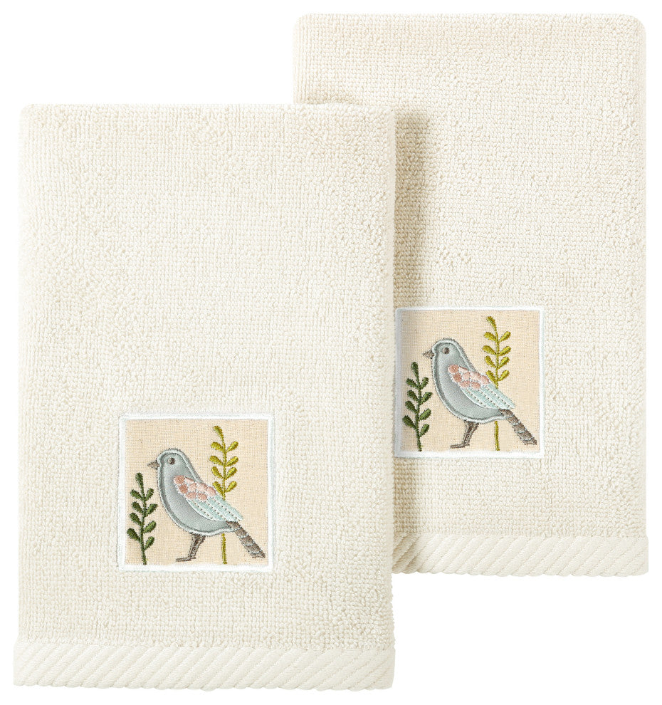 Linum Home Textiles 100% Turkish Cotton BELINDA 2PC Emb Fingertip Towel Set