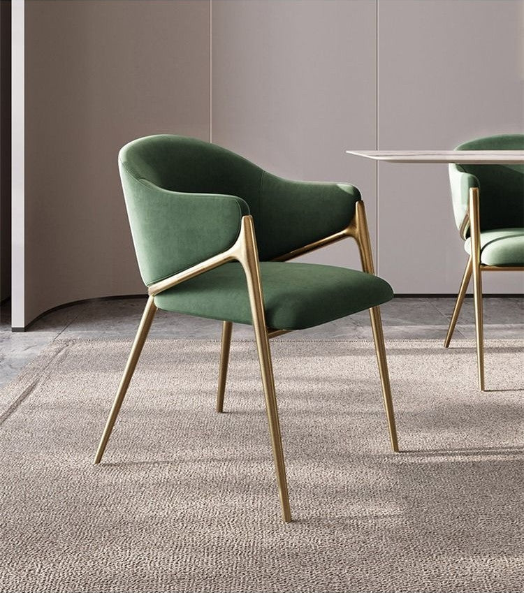 Light Luxury Postmodern Minimalist Dining Chair, Green
