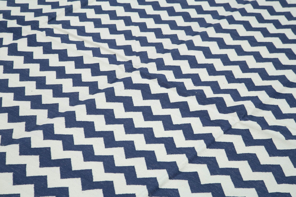 Rug N Carpet - Handmade Wool 10' 0'' x 13' 9'' Geometric Dhurrie Kilim Rug