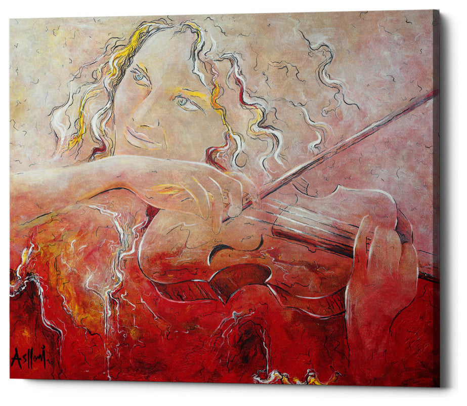 Epic Graffiti "Violinist" by Samedin Asllani, Giclee Canvas Wall Art, 16"x18"