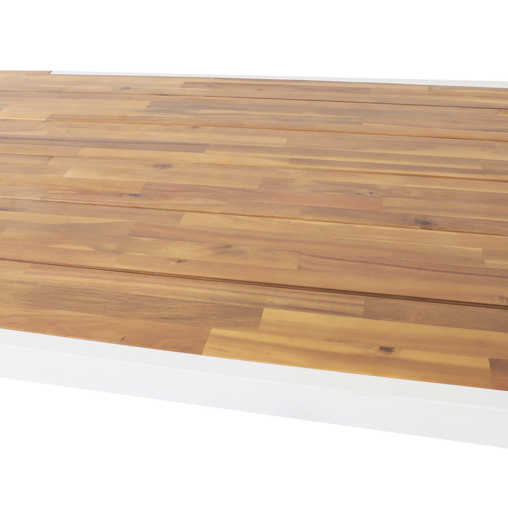 Gebo Outdoor Modern Acacia Wood Dining Table, Teak/White