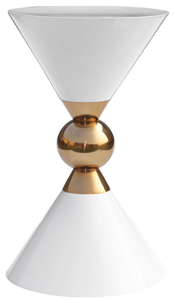Malia Iron End Table, White/Gold