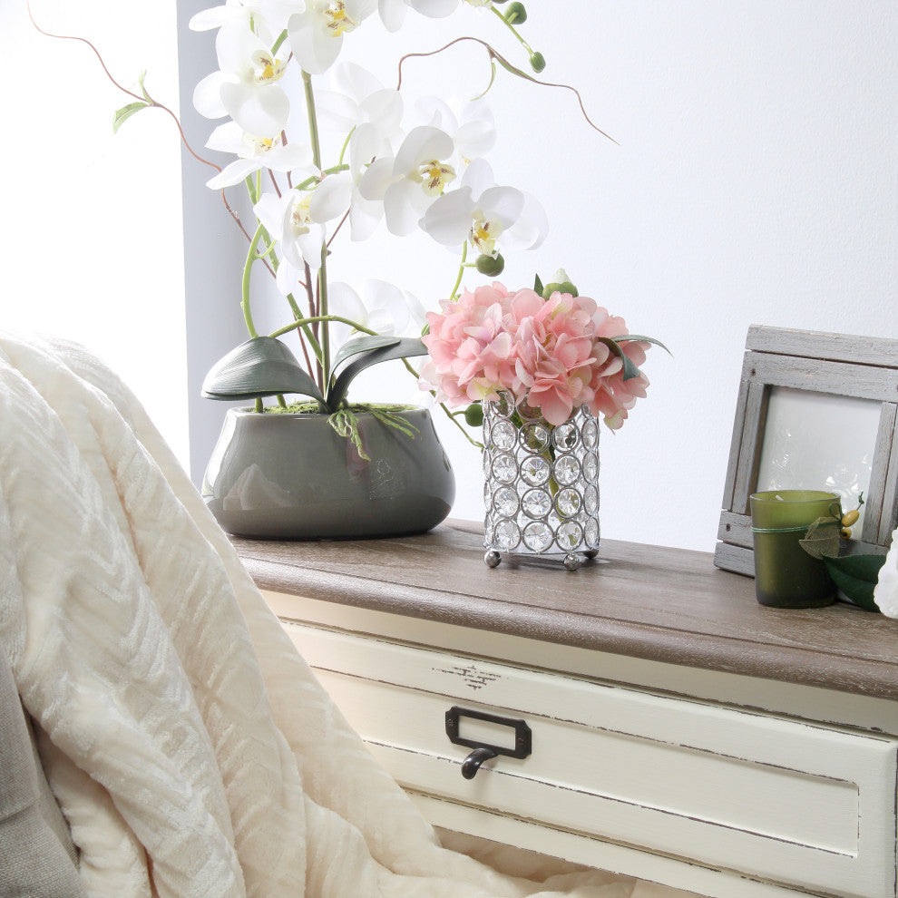 Elipse Crystal Decorative Flower Vase, 5", Chrome