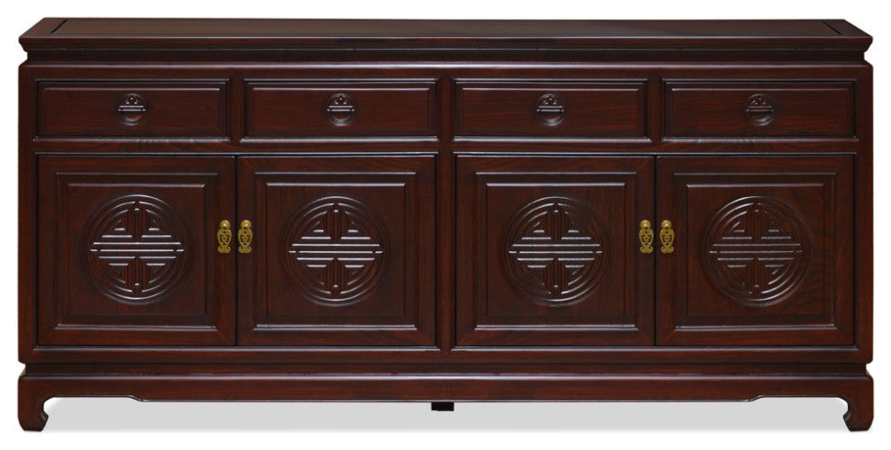 Dark Cherry Elmwood Chinese Longevity Sideboard