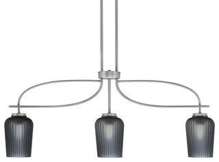 Cavella 3 Light Island Light, Graphite Finish, 5" Smoke Textured Glass