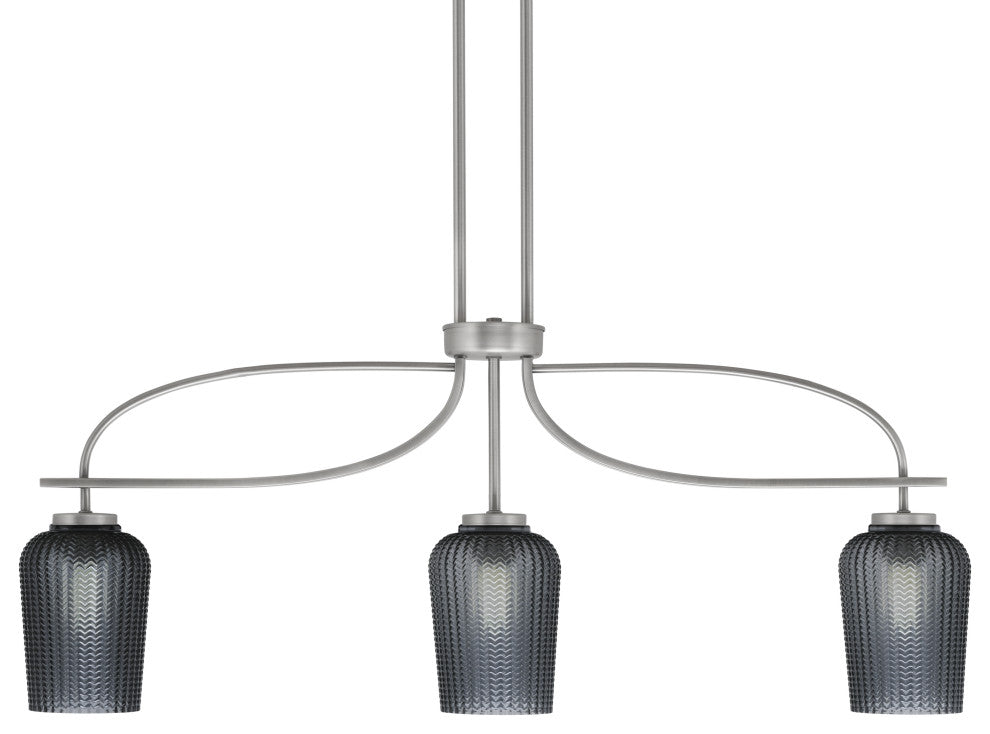 Cavella 3 Light Island Light, Graphite Finish, 5" Smoke Textured Glass